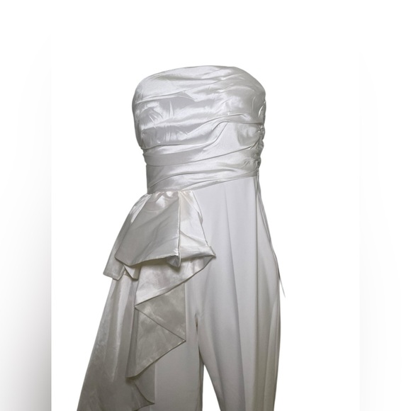 Jay Godfrey White Strapless Asymmetrical Ruffle Jumpsuit NWT Size 0 | Bridal Sho - Picture 5 of 7